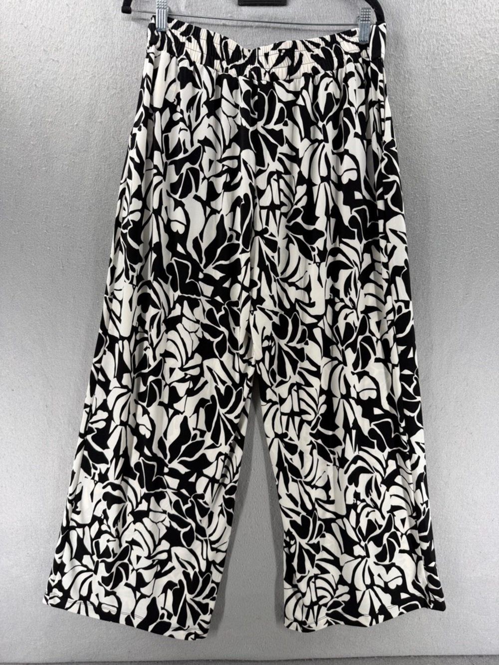 Three Dots Pants Womens L Black White Print Palazzo Resortwear Boho Comfy NWT - Picture 4 of 13